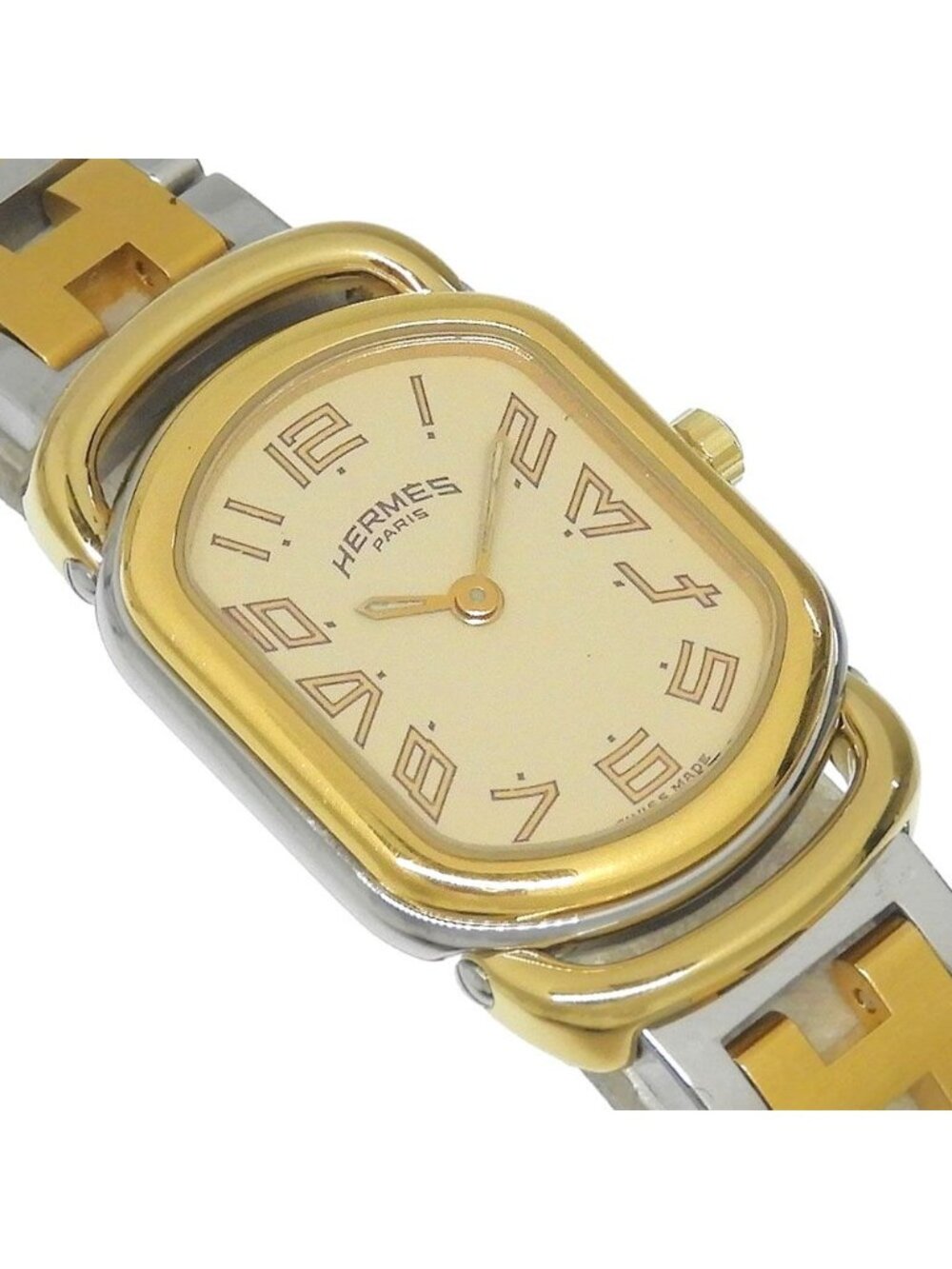 Hermes Rallye Vintage Stainless Steel Gold Plated Quartz Analog Display Dial - Picture 3 of 9